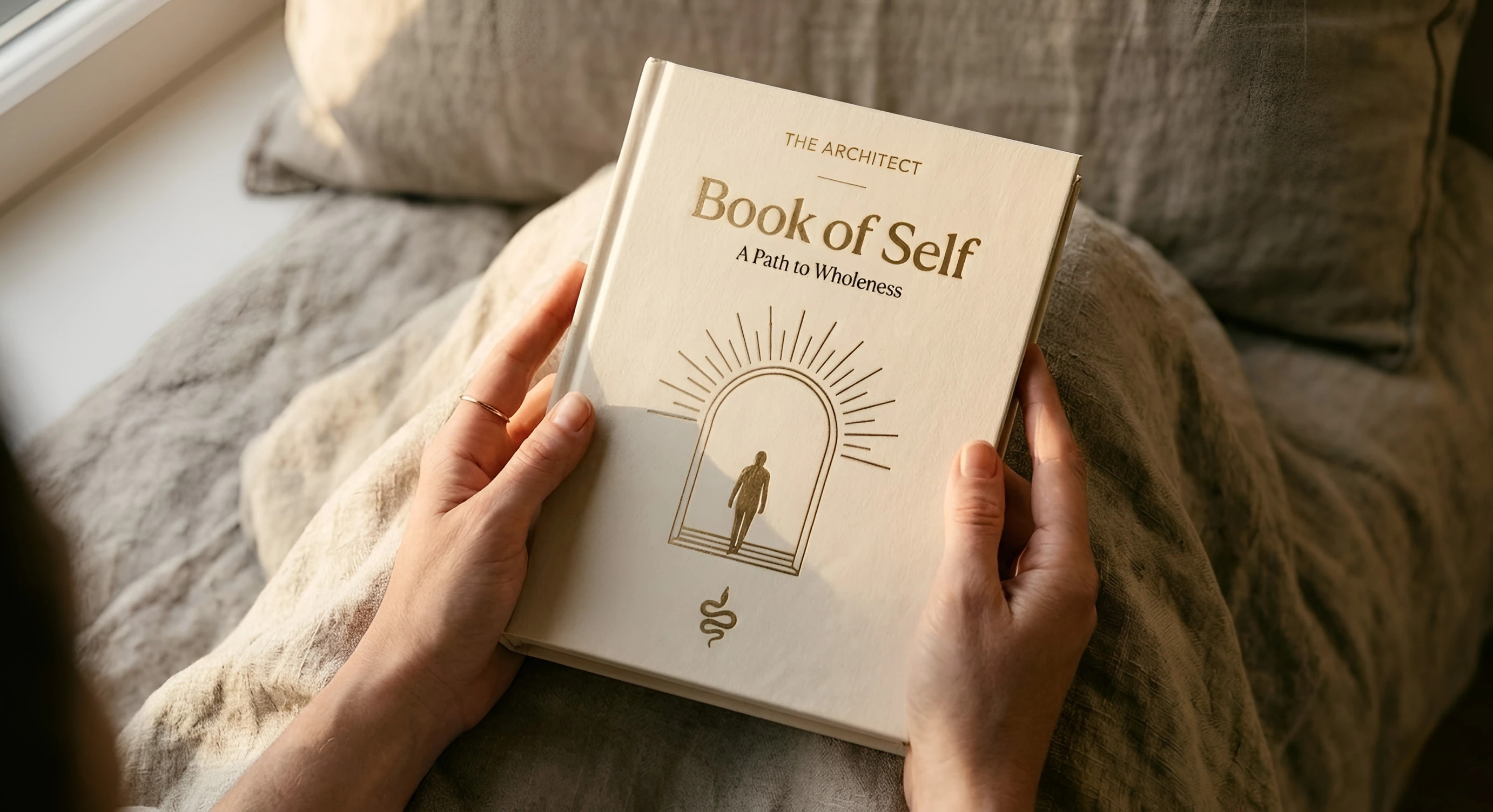 Hands holding The Architect: Book of Self